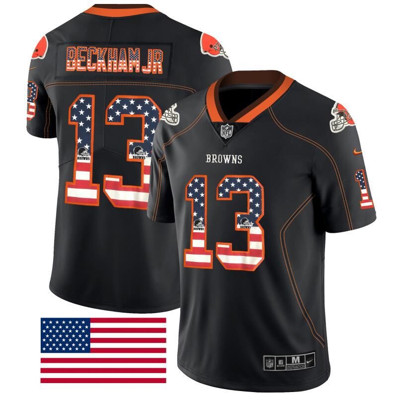 Men Cleveland Browns #13 Beckham Jr Nike USA Flag Fashion Black Color Rush Limited NFL Jerseys->women nfl jersey->Women Jersey